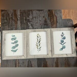 Wildecor Grey Wall Picture Botanical Wood Frame Set 8x10 Watercolor Eucalyptus